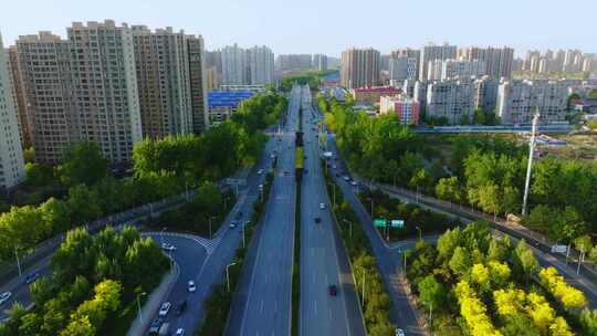 航拍城市风光道路交通