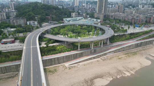 【合集】重庆北碚嘉陵江大桥公路车流航拍