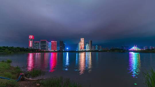义乌CBD城市夜景灯光延时摄影