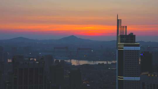 都市黄昏 都市傍晚 夕阳