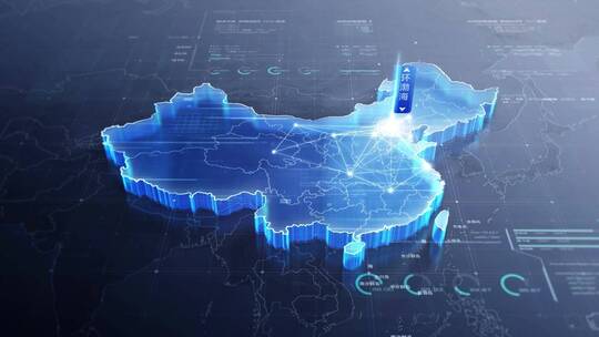 蓝色科技商务中国地图辐射-网线样式二AE视频素材教程下载