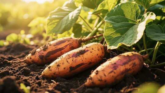 田地里生长的红薯