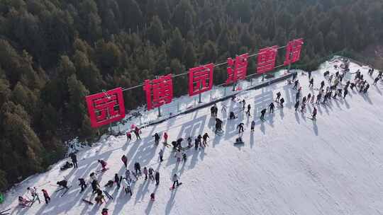 徐州园博园滑雪场的热闹景象