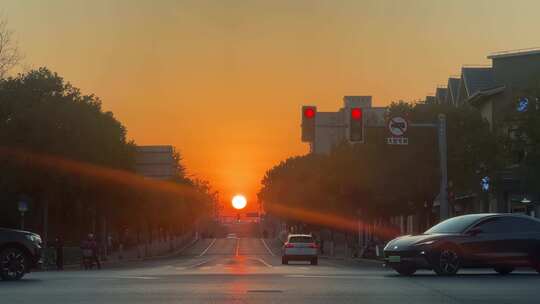 夕阳 街道 交通