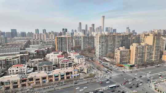 北京城市建筑与街道俯瞰延时