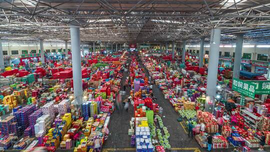 义乌农贸城果品批发市场延时摄影视频素材模板下载