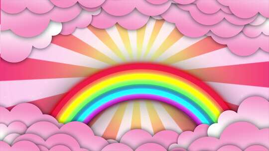 复古风格的彩虹和云动画背景