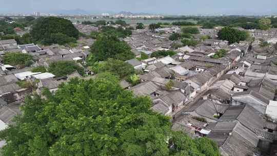 广东潮州市潮安区市头村龙湖古寨航拍风光