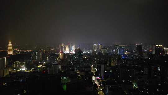 江苏常州城市夜景灯光航拍