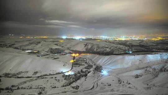 雪山公路和城市夜景延时