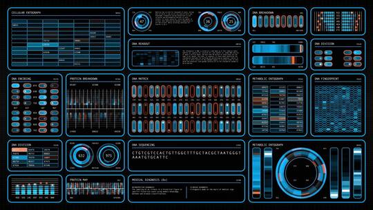 蓝色科技HUD屏幕节目医疗大数据智能界面7视频素材模板下载
