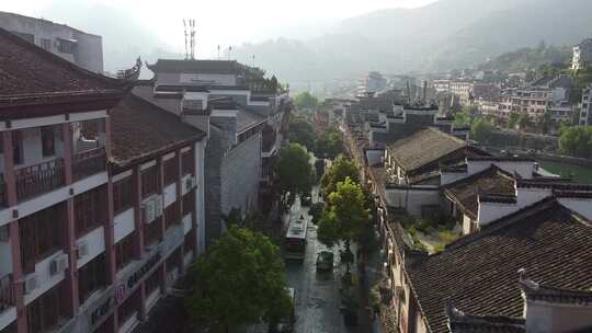 贵州航拍镇远古镇中式小城慢生活街道场景