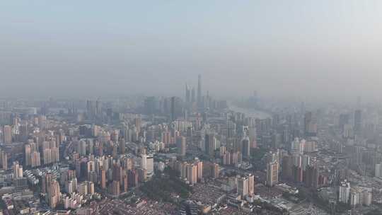 上海清晨天际线航拍视频素材模板下载