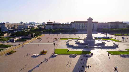 航拍人民英雄纪念碑广场