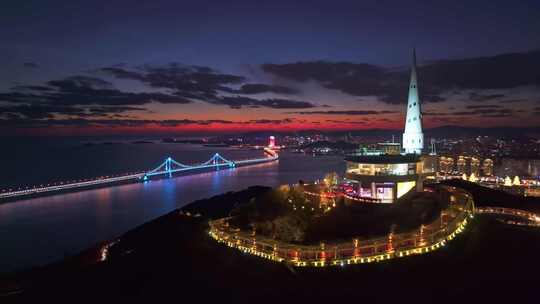 大连星海湾夜景航拍