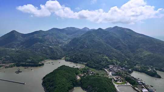 大海航拍 福建霞浦 嵛山岛天湖 岛屿森林