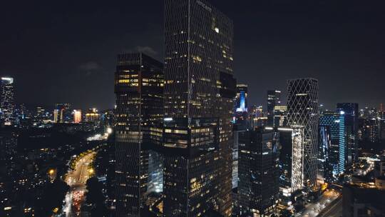 4k航拍深圳南山地标建筑腾讯滨海大厦夜景