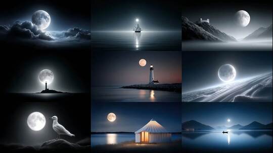 皎洁月光夜色温柔，静谧唯美意境深远高清在线视频素材下载