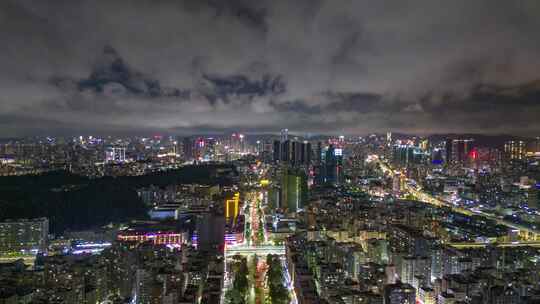 深圳城市夜景交通灯光航拍延时