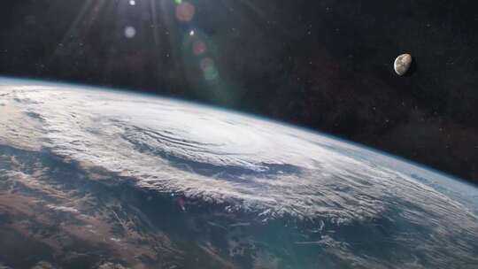 外太空视角看地球上空的飓风