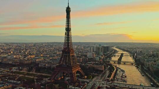 航拍巴黎埃菲尔铁塔视频素材模板下载