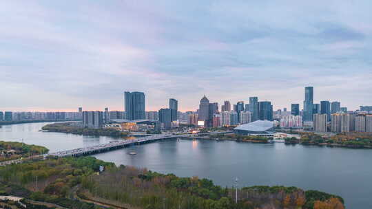 辽宁沈阳浑河大桥城市车流夜景建筑