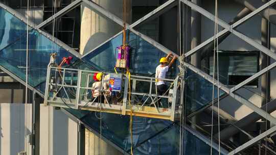 航拍高空作业建筑工地