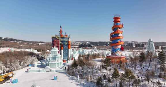 冰雪节特色冰雕建筑全景