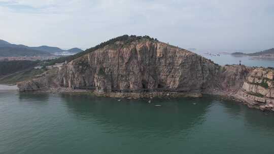 大海海洋岛屿自然风光山东烟台长岛航拍