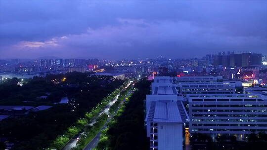 航拍深圳华为 从公路摇到总部大楼 夜景