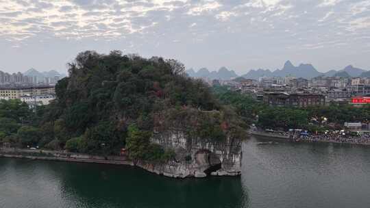 广西桂林象山景区桂林象鼻山航拍