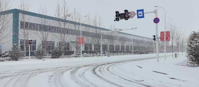 十字路口雪景空镜视频素材