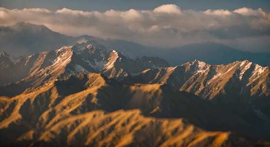 山峰阳光航拍云海日出延时雪山山脉意境风景