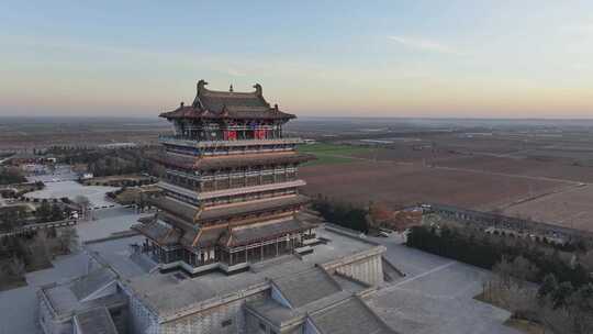 山西古代建筑鹳雀楼航拍