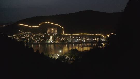 龙门石窟夜景航拍香山寺洛阳景点文化