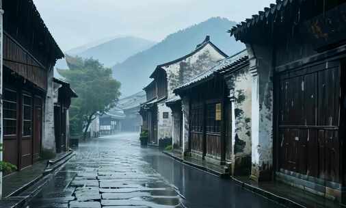 雨下雨清明屋檐雨景古镇雨天水滴雨巷雨滴
