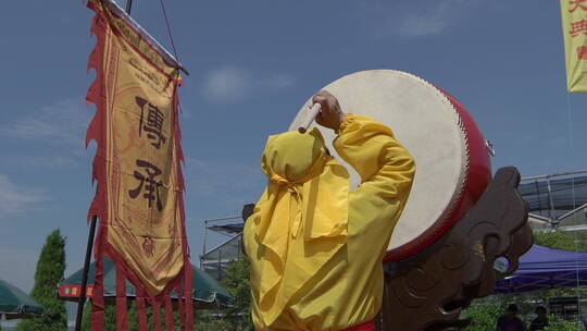 浙江义乌朱丹溪祭祀大典打鼓特写