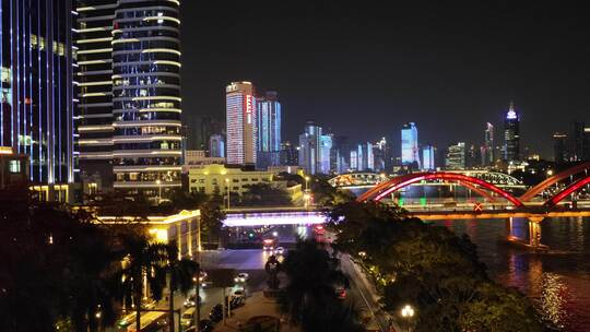 珠江夜景解放桥靖海路_8K