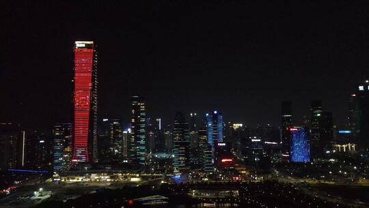 夜景航拍 深圳湾 深圳人才公园