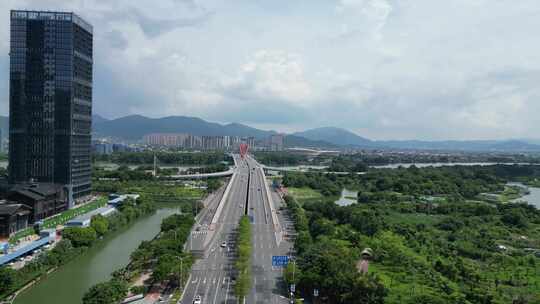 航拍漳州龙江中路九龙江大桥视频素材模板下载