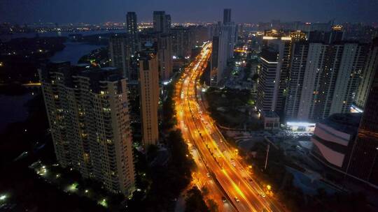 航拍厦门集美夜景