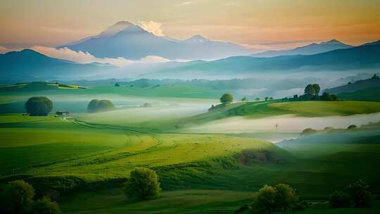 田野草原丘陵风景