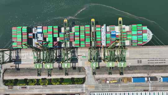 天津港码头航拍视频素材模板下载