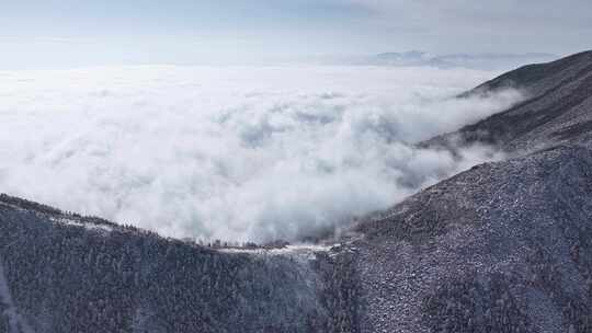 4K秦岭朱雀国家森林公园（冰晶顶）雪景航拍