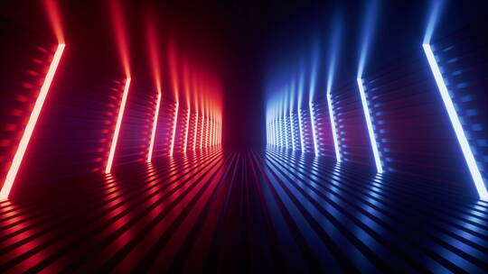 霓虹光线隧道3D渲染