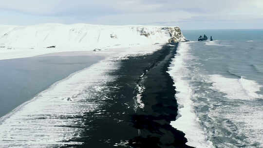 冬季冰岛海水沙滩航拍