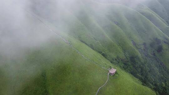 航拍武功山登山步道