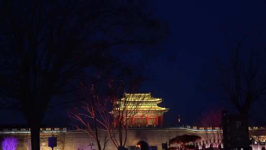 广府古城 夜景 灯光秀  名胜古迹 西城门