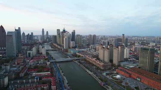 天津海河风景线 城市建筑风光航拍