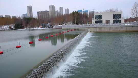 城市自然风景湖泊水坝